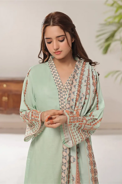 2PC Unstitched Printed Lawn Shirt and Dupatta