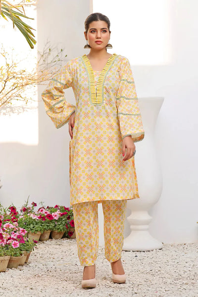 2PC Unstitched Printed Lawn Shirt and Trouser