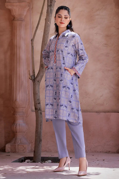 2PC Unstitched Printed Lawn Shirt and Trouser