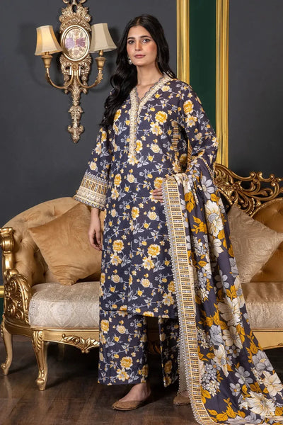 3PC Printed Unstitched Khaddar Suit KKH-3021