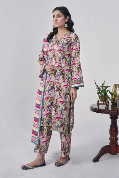 3PC Printed Unstitched Lawn Suit