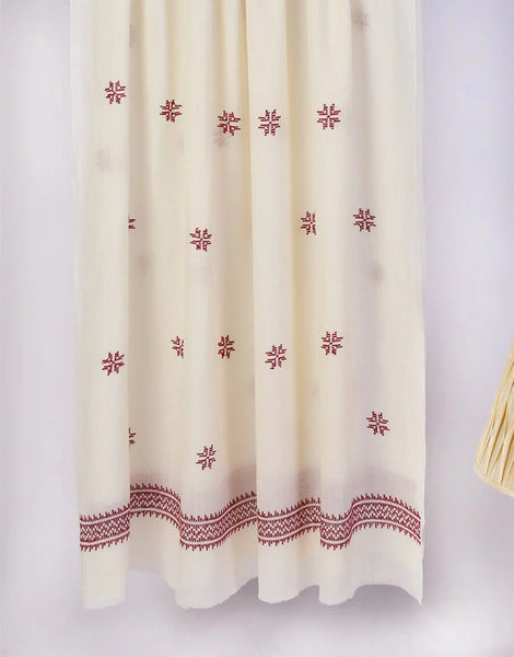 Embroidered Shawl CS-108 Off White